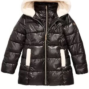 Michael Michael Kors Girls Faux-Fur Trim Hooded Puffer Jacket